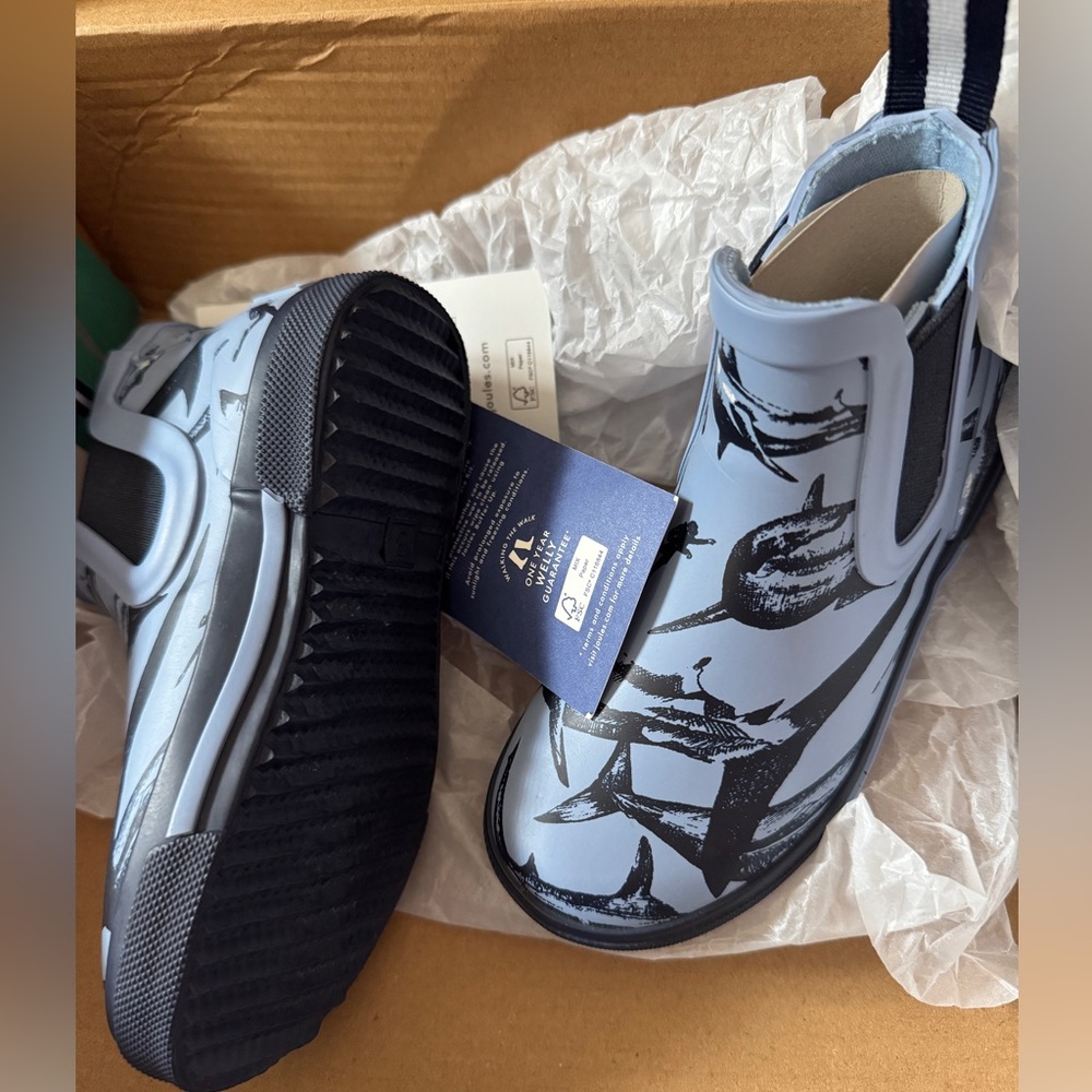 NIB NWT Joules Kids Blue Shark Boots size 9T